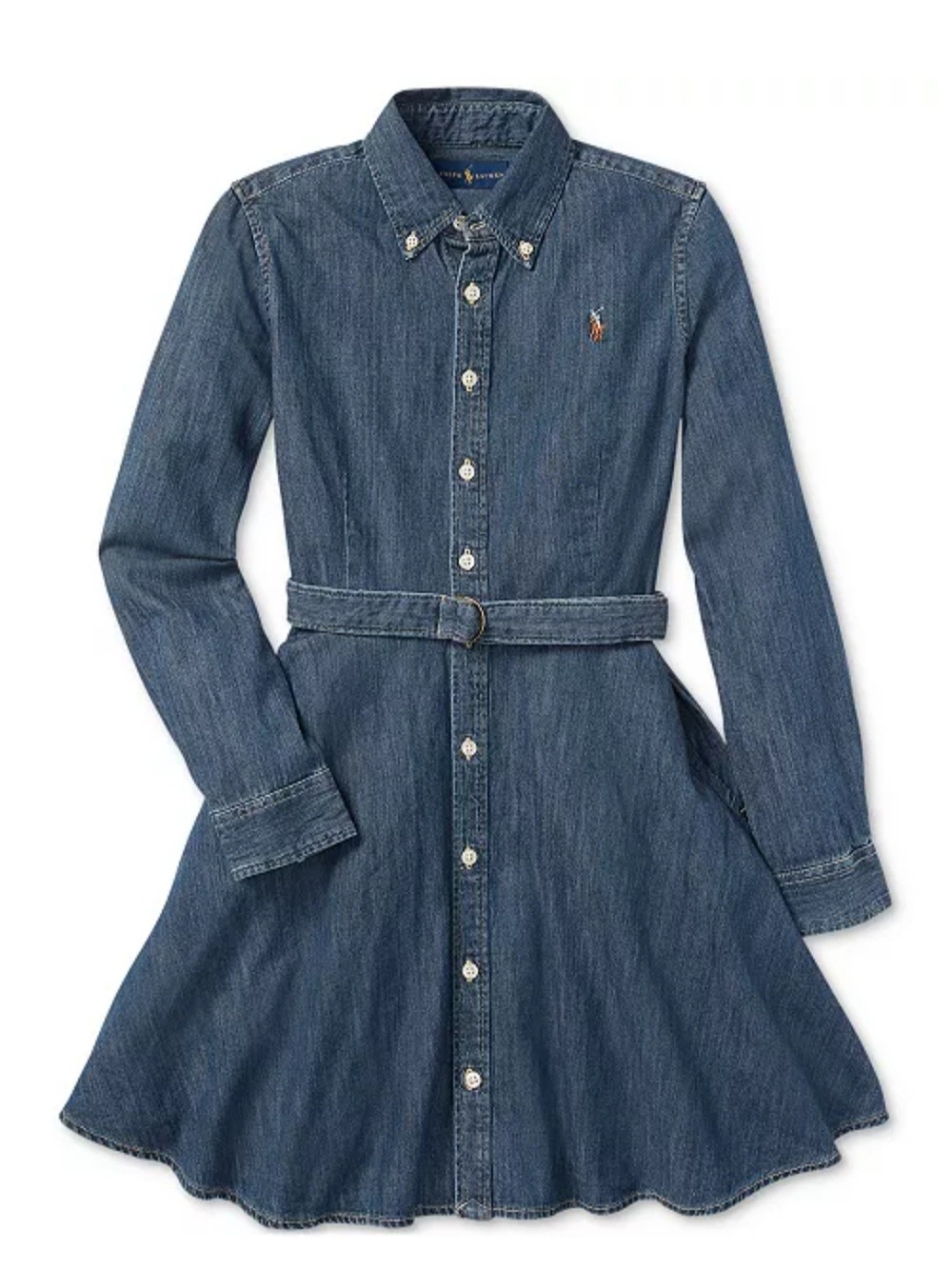 Polo by Ralph Lauren Girls' Denim Shirt Dress in Blue Size 16
